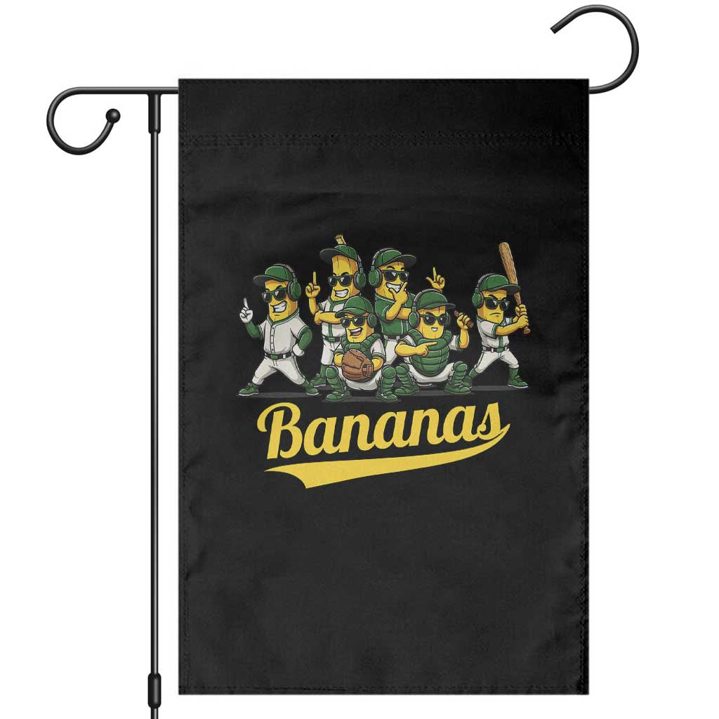 Cool Bananas Squad Playing Baseball Graphic Garden Flag for Sports Fans Entertainment TS02 Black Print Your Wear