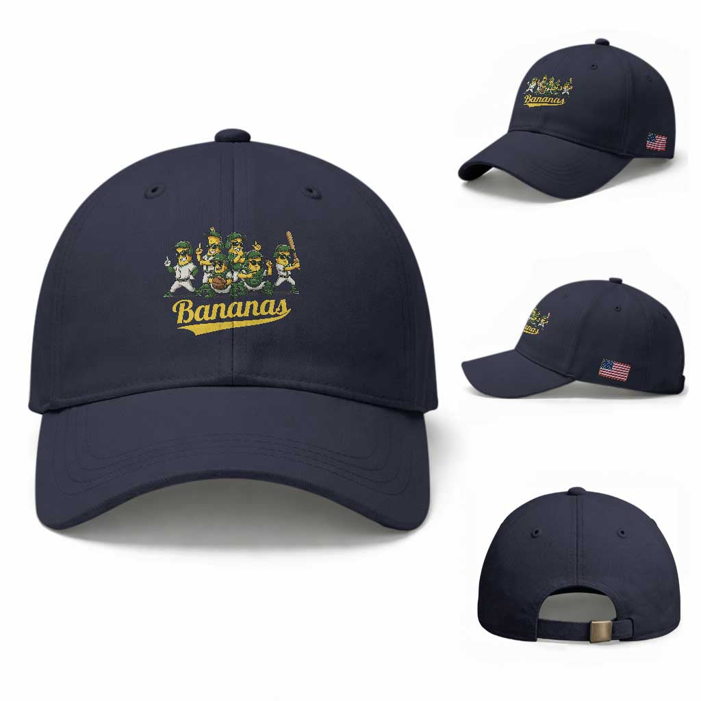Cool Bananas Squad Playing Baseball Graphic Baseball Cap for Sports Fans Entertainment TS02 Baseball Cap Universal Fit Navy Print Your Wear