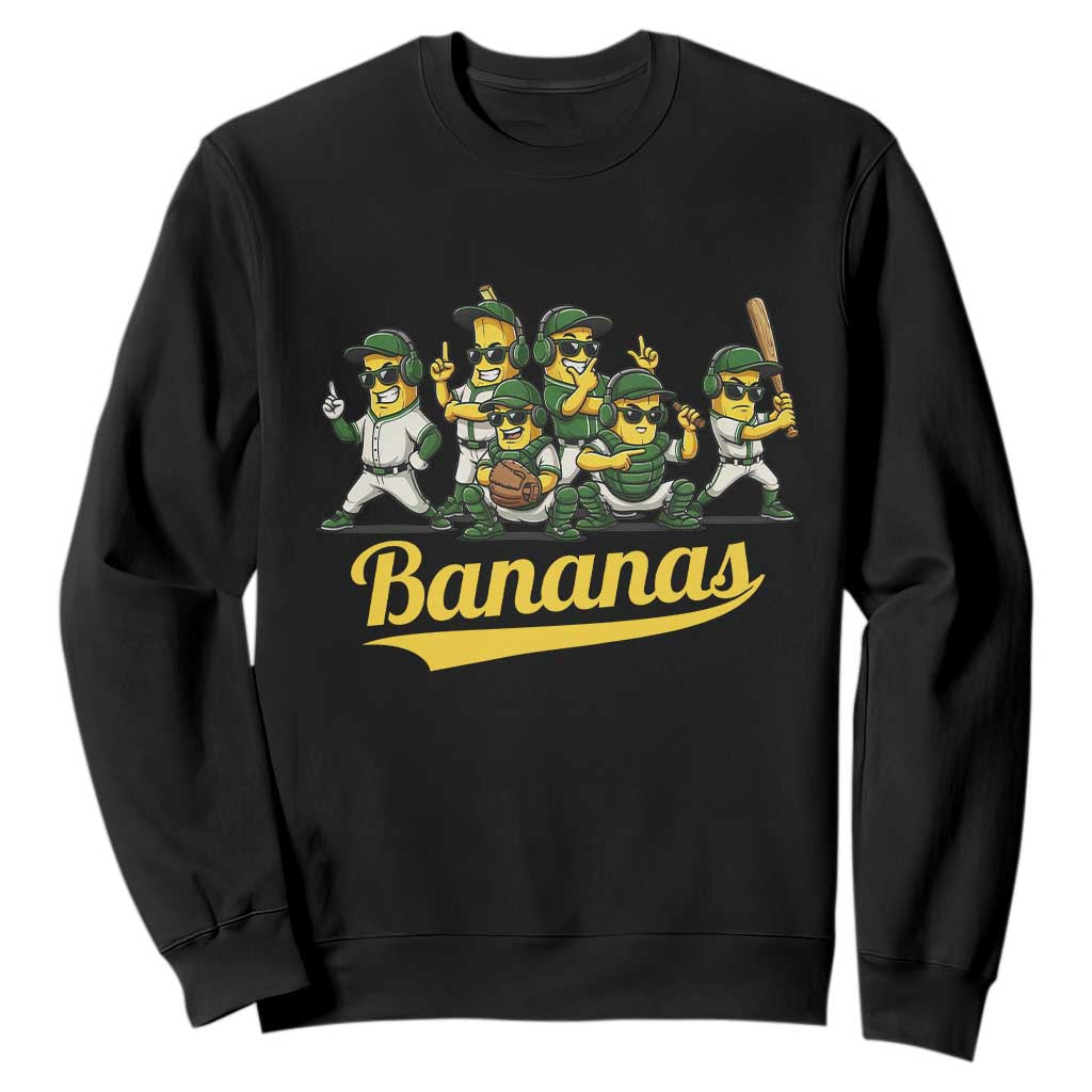 Cool Bananas Squad Playing Baseball Graphic Sweatshirt for Sports Fans Entertainment TS02 Black Print Your Wear