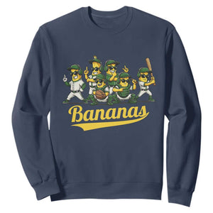 Cool Bananas Squad Playing Baseball Graphic Sweatshirt for Sports Fans Entertainment TS02 Navy Print Your Wear