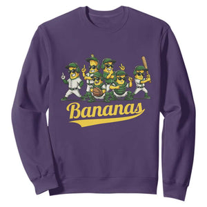 Cool Bananas Squad Playing Baseball Graphic Sweatshirt for Sports Fans Entertainment TS02 Purple Print Your Wear