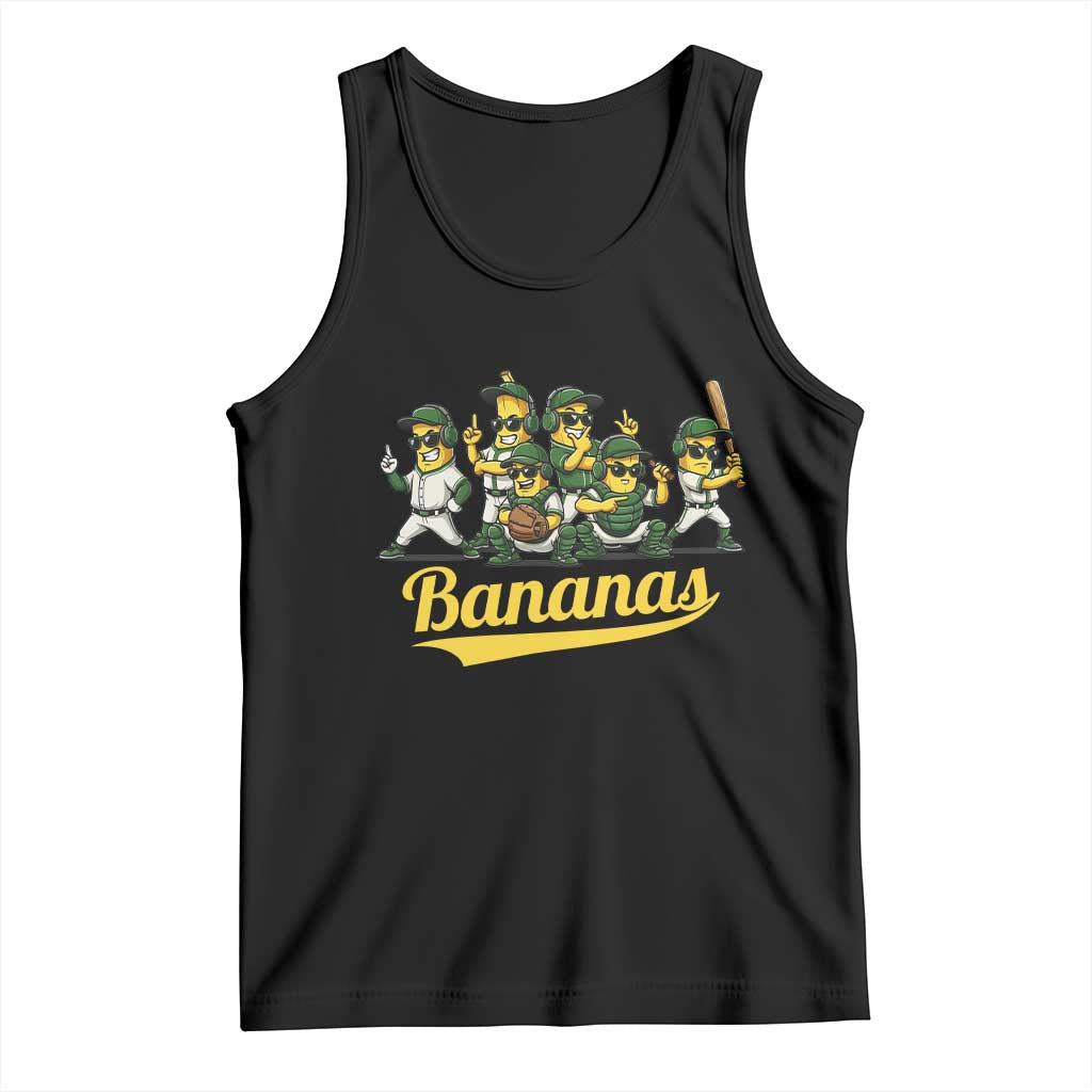 Cool Bananas Squad Playing Baseball Graphic Tank Top for Sports Fans Entertainment TS02 Black Print Your Wear