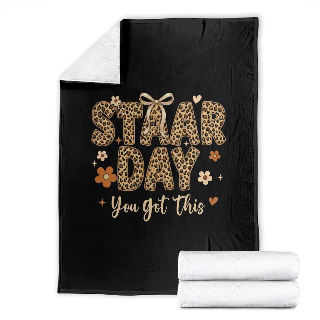 Groovy Leopard STAAR Day Throw Blanket You Got This Motivational Teacher Sayings TS02 Black Print Your Wear