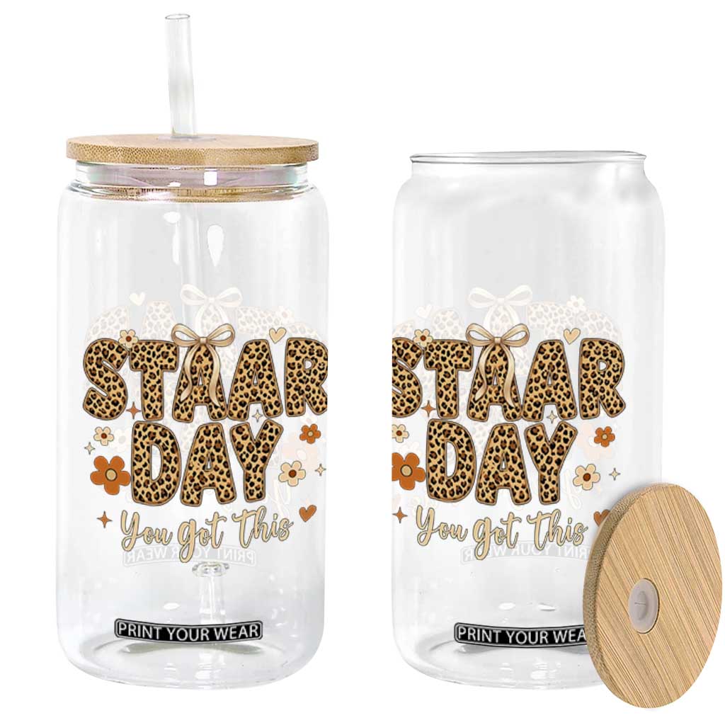 Groovy Leopard STAAR Day Glass Can You Got This Motivational Teacher Sayings TS02 Print Your Wear