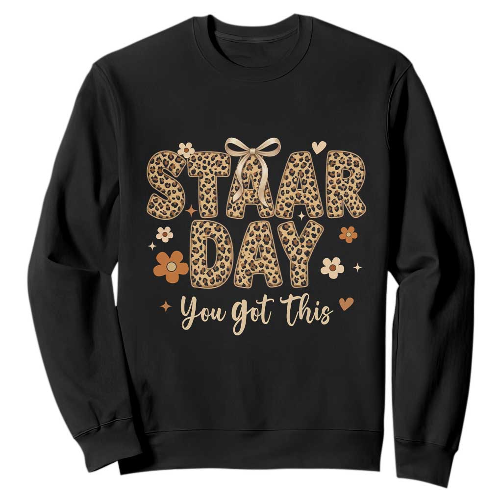 Groovy Leopard STAAR Day Sweatshirt You Got This Motivational Teacher Sayings TS02 Black Print Your Wear