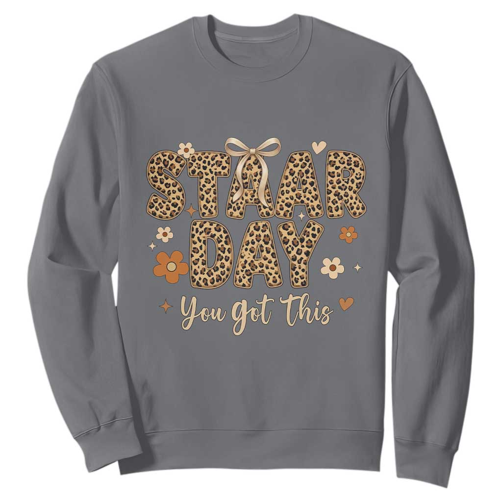 Groovy Leopard STAAR Day Sweatshirt You Got This Motivational Teacher Sayings TS02 Charcoal Print Your Wear