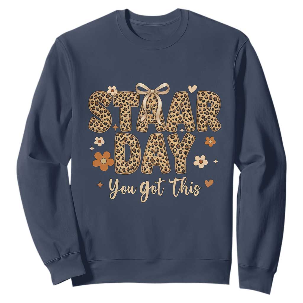 Groovy Leopard STAAR Day Sweatshirt You Got This Motivational Teacher Sayings TS02 Navy Print Your Wear