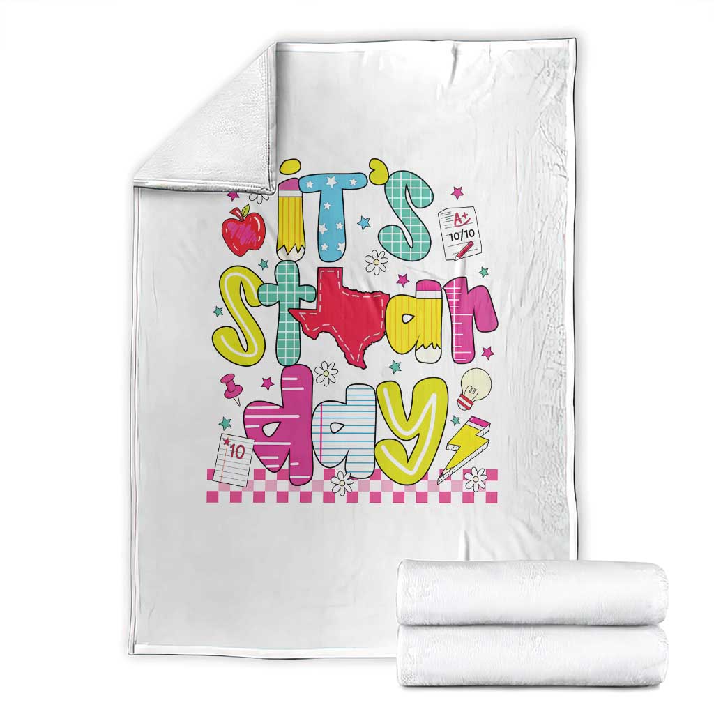Groovy Texas STAAR Day Throw Blanket Don't Stress Do Your Best Teacher Student Motivation TS02 White Print Your Wear