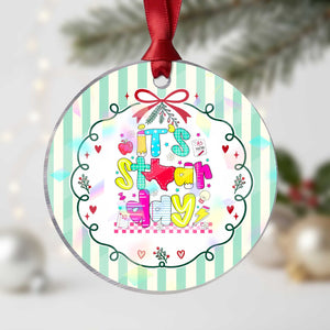 Groovy Texas STAAR Day Holographic Acrylic Ornament Don't Stress Do Your Best Teacher Student Motivation