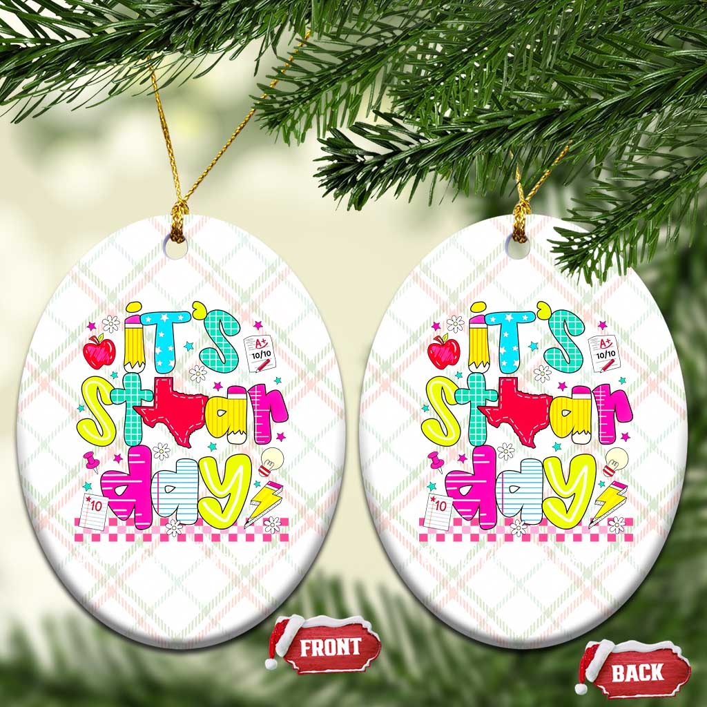 Groovy Texas STAAR Day Ceramic Ornament Don't Stress Do Your Best Teacher Student Motivation TS02 Print Your Wear