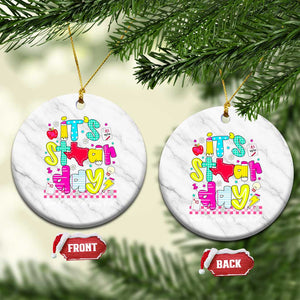 Groovy Texas STAAR Day Ceramic Ornament Don't Stress Do Your Best Teacher Student Motivation TS02 1pc White Marble Print Your Wear