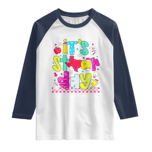 Groovy Texas STAAR Day Raglan Shirt Don't Stress Do Your Best Teacher Student Motivation TS02 White Navy Print Your Wear