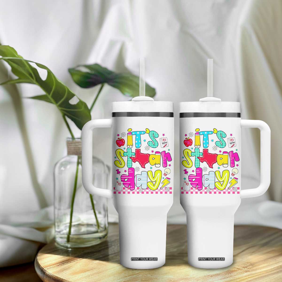 Groovy Texas STAAR Day Tumbler With Handle Don't Stress Do Your Best Teacher Student Motivation TS02 Print Your Wear