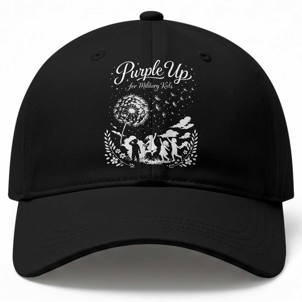Purple Up For Military Kids Dandelion Inspirational Baseball Cap Month of the Military Child Awareness Brat Support TS02 Print Your Wear