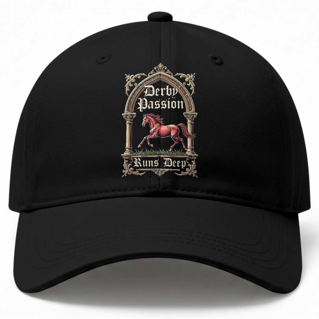 Derby Passion Runs Deep Elegant Horse Racing Baseball Cap Vintage Gothic Arch Equestrian Thoroughbred Lover TS02 Print Your Wear