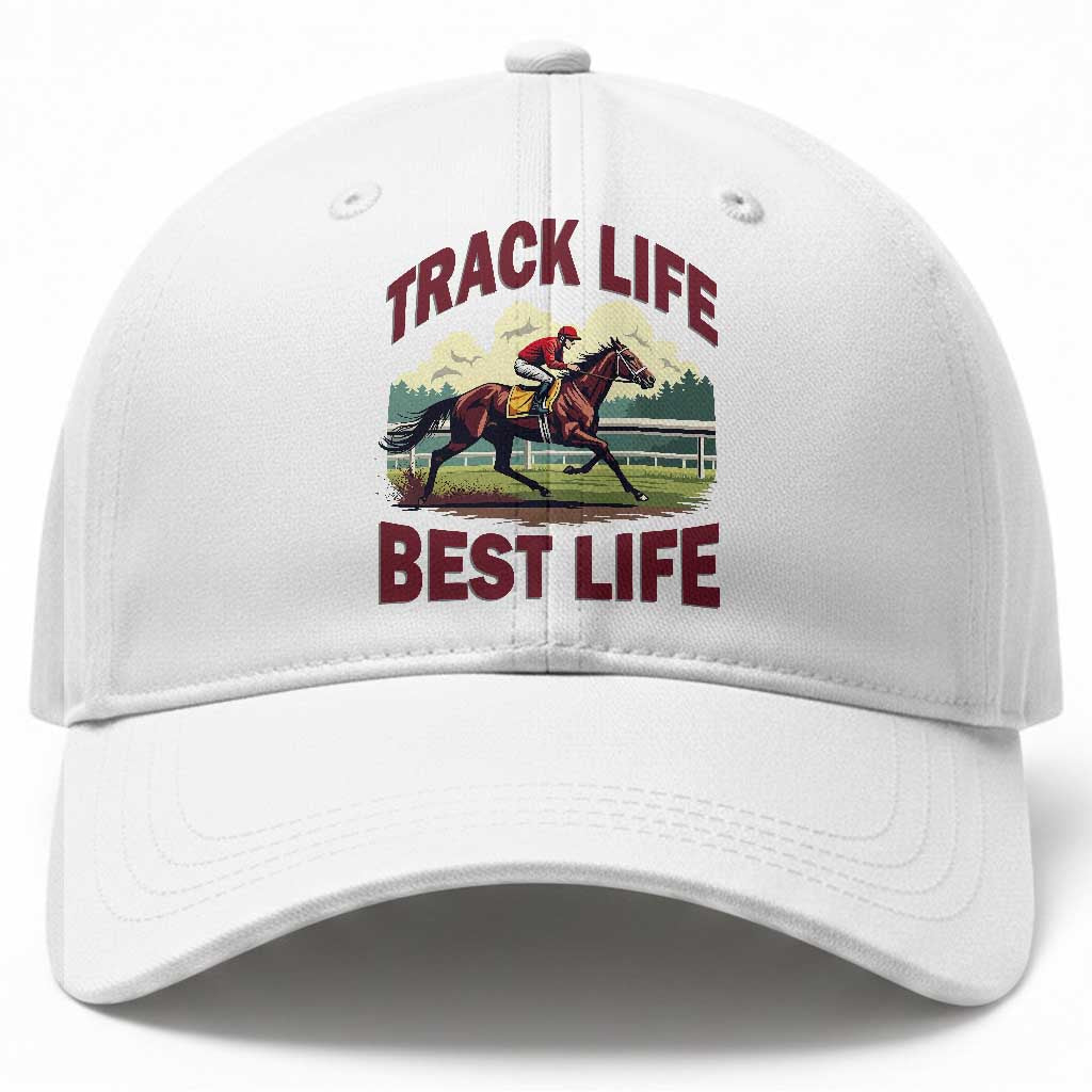 Track Life Best Life Horse Racing Enthusiast Baseball Cap Retro Jockey and Racehorse Trackside Southern Equestrian TS02 Print Your Wear