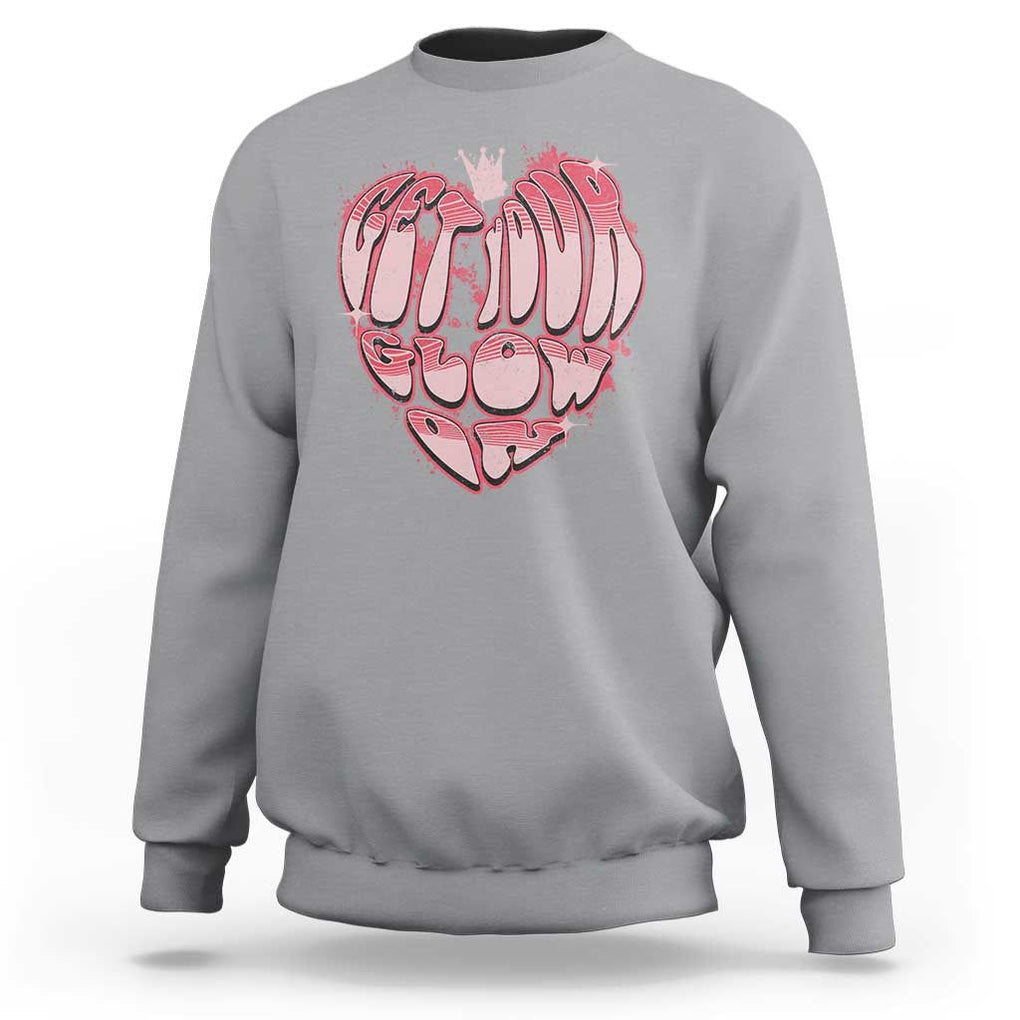 Retro 70s 80s Sweatshirt Get Your Glow On GLow Party Retro 70s 80s Graffiti Heart Shape TS02 Sport Gray Print Your Wear