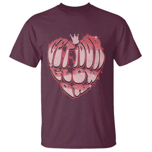 Retro 70s 80s T Shirt Get Your Glow On GLow Party Retro 70s 80s Graffiti Heart Shape TS02 Maroon Print Your Wear