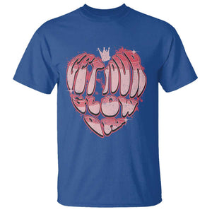 Retro 70s 80s T Shirt Get Your Glow On GLow Party Retro 70s 80s Graffiti Heart Shape TS02 Royal Blue Print Your Wear