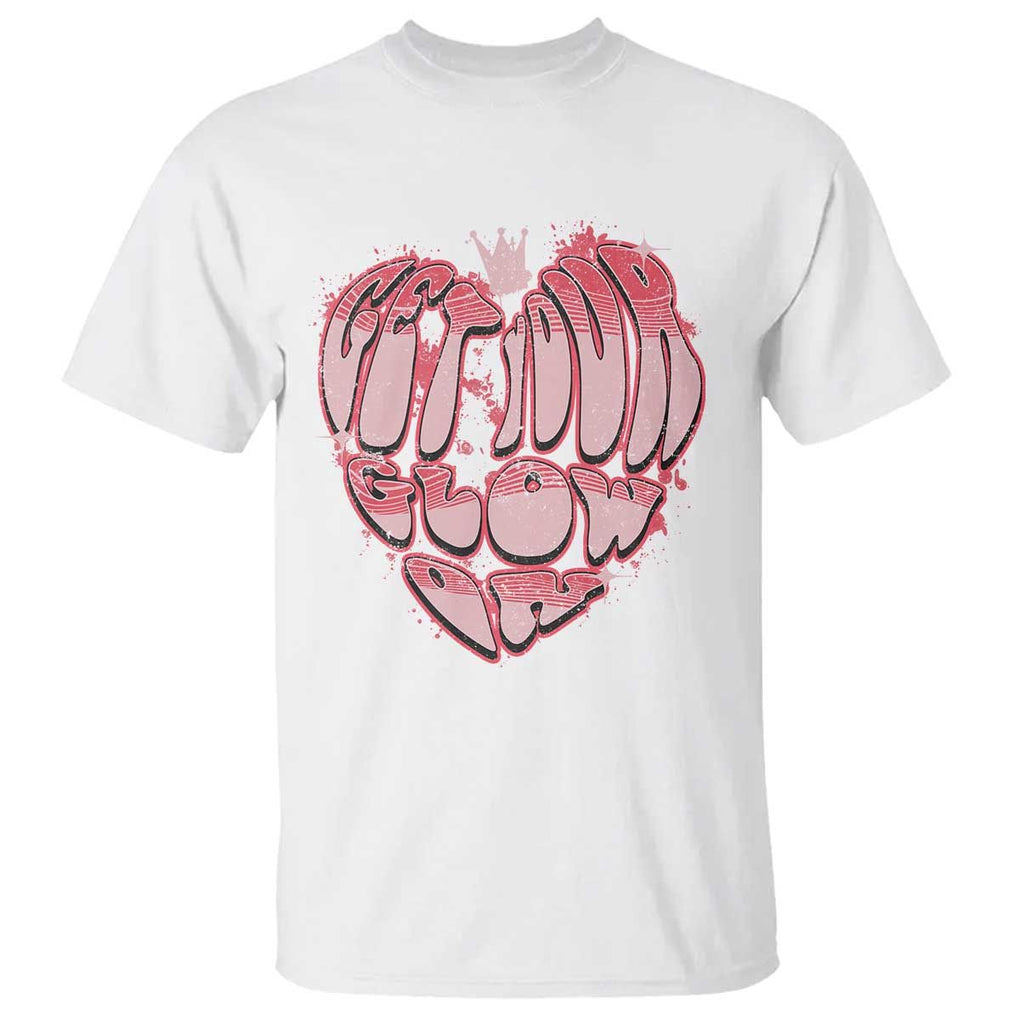 Retro 70s 80s T Shirt Get Your Glow On GLow Party Retro 70s 80s Graffiti Heart Shape TS02 White Print Your Wear