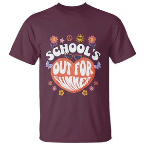 Summer Break T Shirt Retro Last Day of School's Out For Summer Teacher Boys Girls TS02 Maroon Print Your Wear