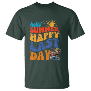 Summer Break T Shirt Happy Last Day of School Teacher Student Hello Summer TS02 Dark Forest Green Print Your Wear