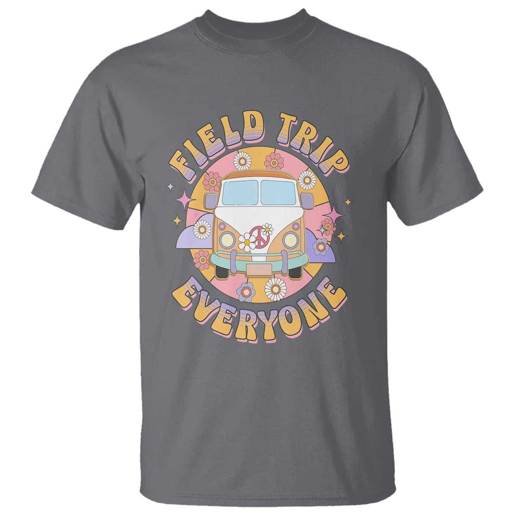 Summer Break T Shirt Field School Trip Anyone Groovy School Bus Driver Hippie Bus TS02 Charcoal Print Your Wear
