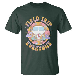 Summer Break T Shirt Field School Trip Anyone Groovy School Bus Driver Hippie Bus TS02 Dark Forest Green Print Your Wear