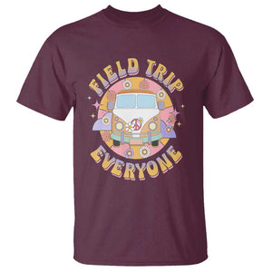 Summer Break T Shirt Field School Trip Anyone Groovy School Bus Driver Hippie Bus TS02 Maroon Print Your Wear