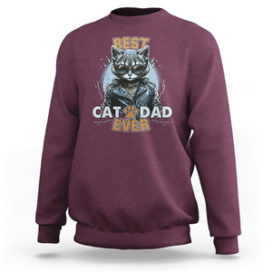 Best Cat Dad Ever Sweatshirt Cool Cat Lovers Father's Day TS02 Maroon Print Your Wear