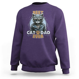 Best Cat Dad Ever Sweatshirt Cool Cat Lovers Father's Day TS02 Purple Print Your Wear