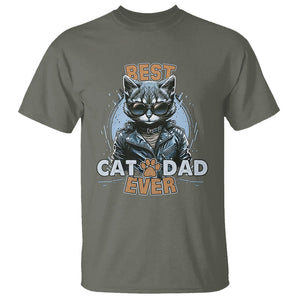 Best Cat Dad Ever T Shirt Cool Cat Lovers Father's Day TS02 Military Green Print Your Wear