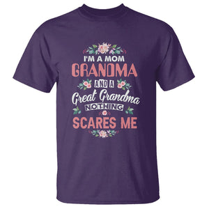 Funny Grandma T Shirt I'm A Mom Grandma And A Great Grandma Nothing Scares Me Mother's Day TS02 Purple Printyourwear