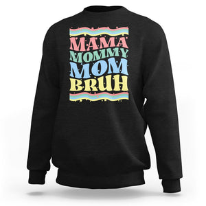 Retro Groovy Mama Sweatshirt Mama Mommy Mom Bruh Funny Mother's Day TS02 Black Printyourwear