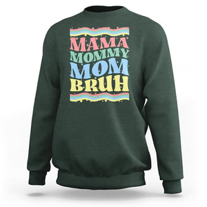 Retro Groovy Mama Sweatshirt Mama Mommy Mom Bruh Funny Mother's Day TS02 Dark Forest Green Printyourwear