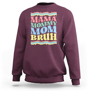 Retro Groovy Mama Sweatshirt Mama Mommy Mom Bruh Funny Mother's Day TS02 Maroon Printyourwear