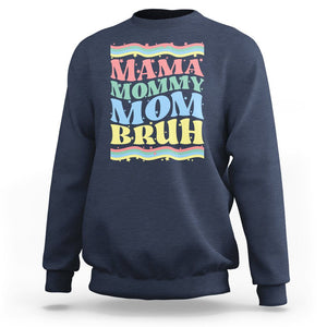 Retro Groovy Mama Sweatshirt Mama Mommy Mom Bruh Funny Mother's Day TS02 Navy Printyourwear