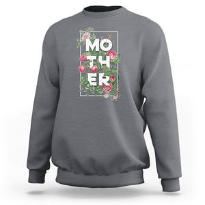 Floral Mom Sweatshirt Mother Flowers Carnations Mother's Day Gifts TS02 Charcoal Printyourwear