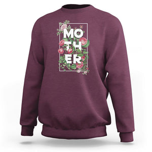 Floral Mom Sweatshirt Mother Flowers Carnations Mother's Day Gifts TS02 Maroon Printyourwear