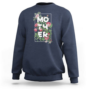 Floral Mom Sweatshirt Mother Flowers Carnations Mother's Day Gifts TS02 Navy Printyourwear