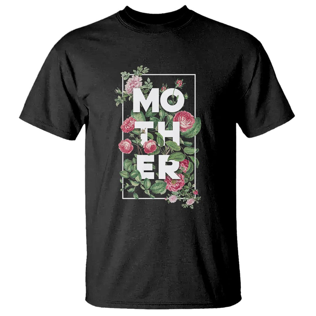 Floral Mom T Shirt Mother Flowers Carnations Mother's Day Gifts TS02 Black Printyourwear