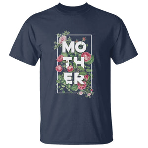 Floral Mom T Shirt Mother Flowers Carnations Mother's Day Gifts TS02 Navy Printyourwear