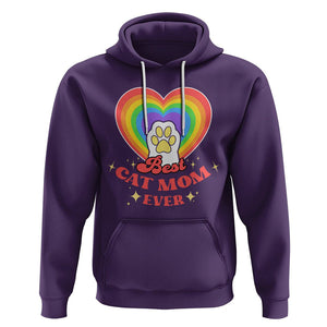 Best Cat Mom Ever Hoodie Cute Rainbow Cat Paw Print Mother's Day Gifts for Cats Lover TS02 Purple Printyourwear