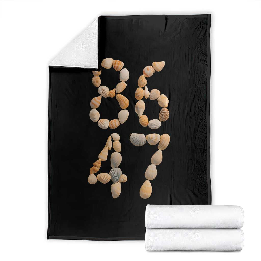 86 47 Seashell Subtle Summer Coastal Graphic Throw Blanket Viral Beach Walk Political Satire TS02 Black Print Your Wear