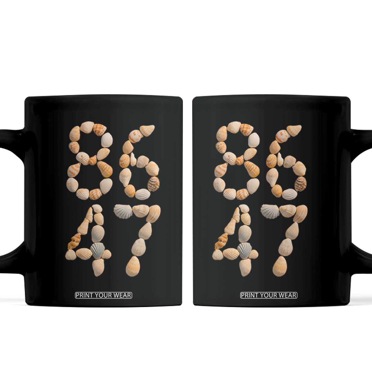 86 47 Seashell Subtle Summer Coastal Graphic Coffee Mug Viral Beach Walk Political Satire TS02 Black Print Your Wear
