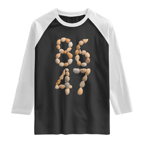 86 47 Seashell Subtle Summer Coastal Graphic Raglan Shirt Viral Beach Walk Political Satire TS02 Black White Print Your Wear