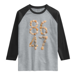 86 47 Seashell Subtle Summer Coastal Graphic Raglan Shirt Viral Beach Walk Political Satire TS02 Heather Gray Black Print Your Wear