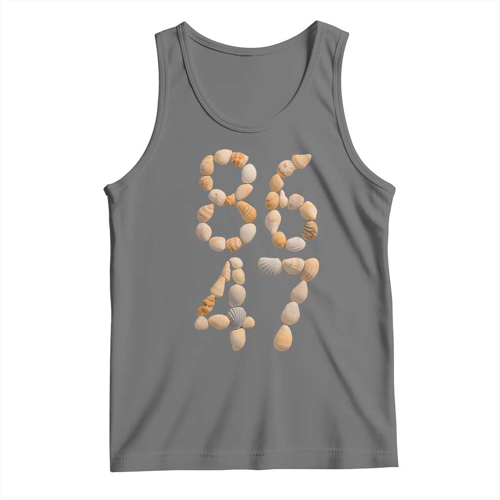 86 47 Seashell Subtle Summer Coastal Graphic Tank Top Viral Beach Walk Political Satire TS02 Black Heather Print Your Wear