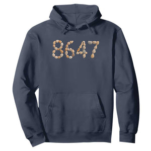 86 47 Seashell Beach Walk Graphic Hoodie Subtle Coastal Summer Political Satire TS02 Navy Print Your Wear