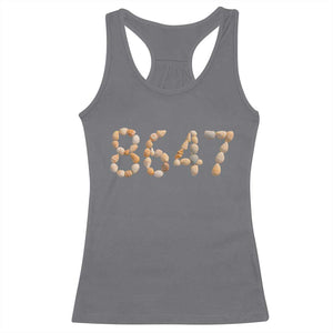 86 47 Seashell Beach Walk Graphic Racerback Tank Top Subtle Coastal Summer Political Satire TS02 Charcoal Print Your Wear